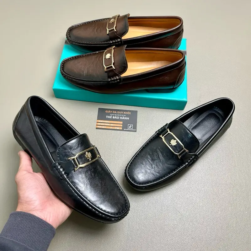 Giày Lười Moca Da Cao Cấp Đế Caosu Khâu May Gầm Đế Loafer Shoes Nam 2