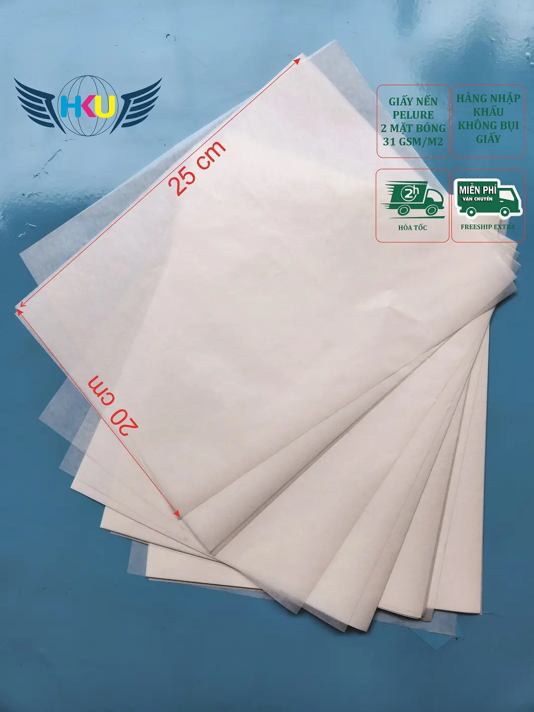 Combo 100 tờ 20x25cm giấy nến, giấy lót quần áo, giấy lót hai mặt bóng