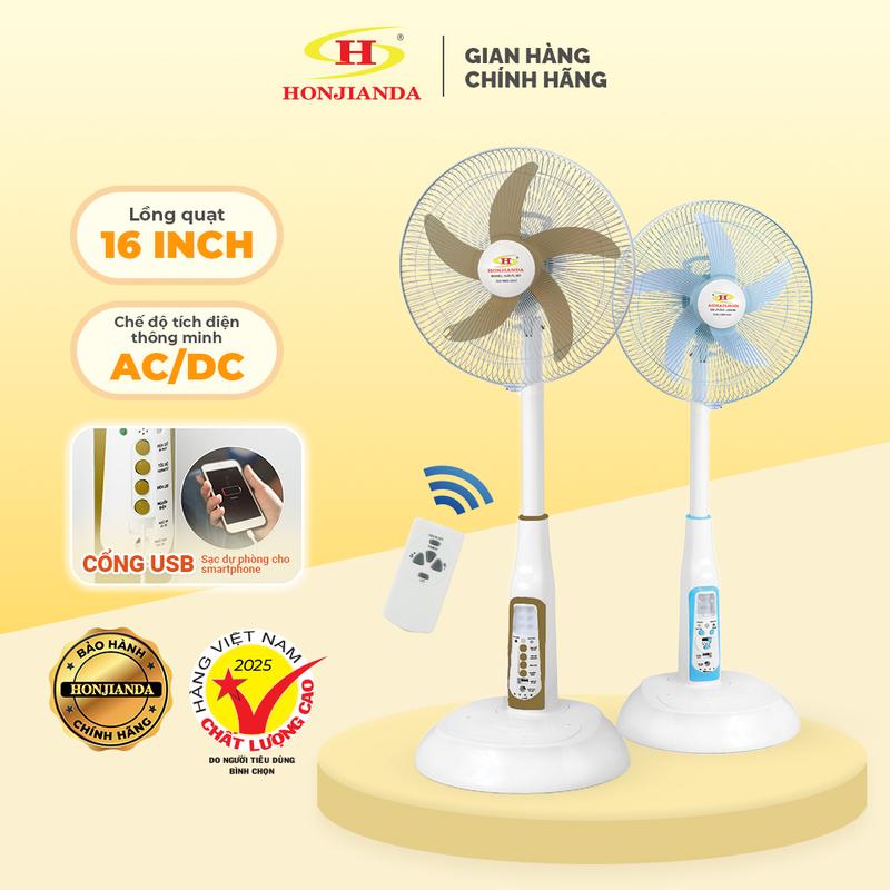 Quạt Sạc Tích Điện Honjianda dạng đứng AC&DC 16 inch FL 601/602 - có remote điều khiển