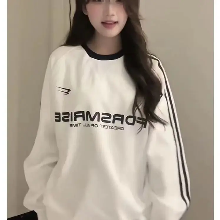 Sweater Longgar, Gaya Musim Luruh, Baju Atasan Lengan Panjang Kasual Wanita, Nipis, Sangat Popular, Kot Wanita