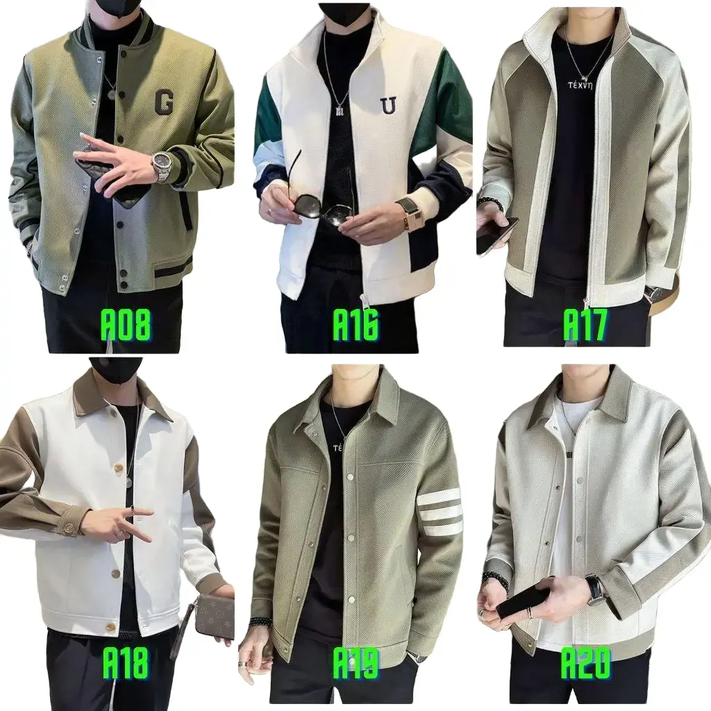 【Nhiều Mẫu】Áo khoác Bóng chày Hàn Quốc (đủ màu, nút bóp/dây kéo, cổ tròn/cổ bẻ) áokhoác nam Menswear Jacket Dài Tay Có Cổ