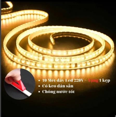 COMBO 2 MET -30MET LED dán điện 220v cắt đoạn 10cm không cần đổi nguồn trang trí tủ kệ hắt trần dán cực dẹp