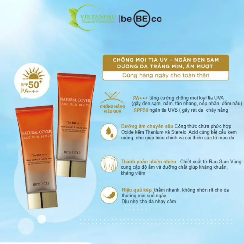 Kem chống nắng BEBECO Natural Cover Face Sun Block 2