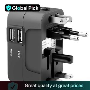 Universal Travel Plug Adapter, 2 USB Ports World Travel AC Power Adapter, Non-Fusion AC Power Adapter, Reliability Lightweight Power Strip, Safety Socket, Portable USB Plug In, USB Power Outlet