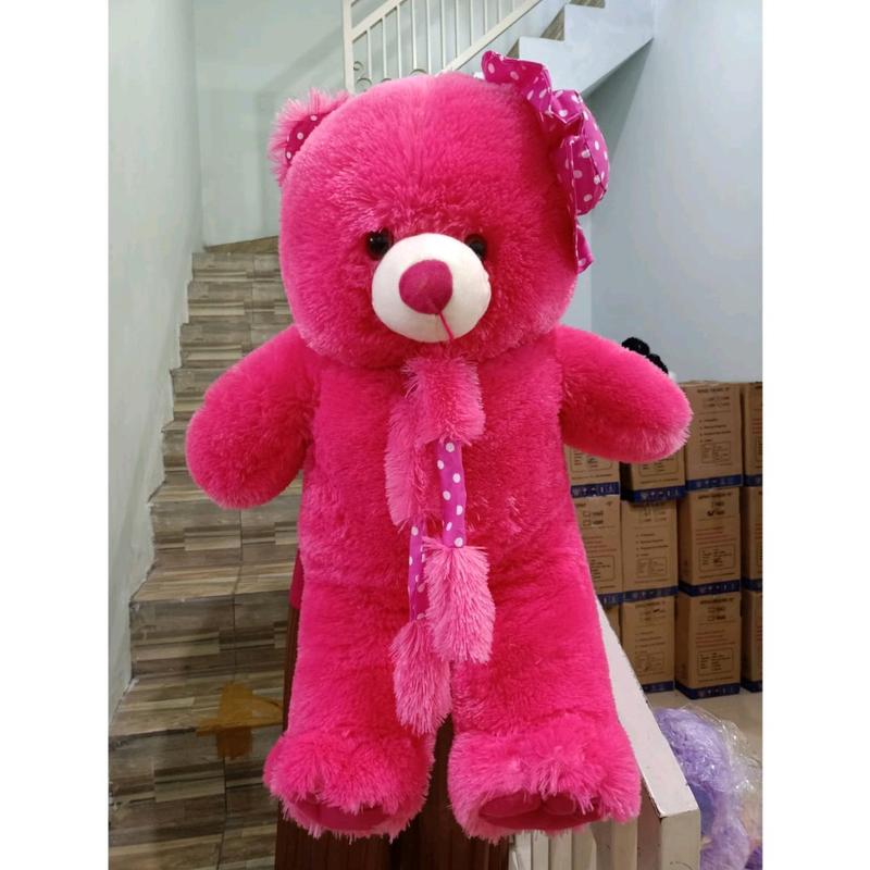 BONEKA TEDDY BEAR TOPI SYAL XL UK 75CM UKURAN XL 75 CM COKLAT TUA
