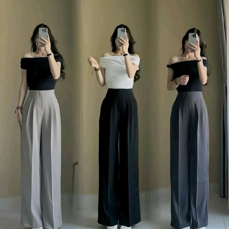 [Có bản Nấm Lùn ] Quần Suông Nữ Lưng Cao Cạp Liền Khoá Sườn Chất Liệu Vải Glod Đứng Dáng Mềm Rũ Women Pants Nhung Ong