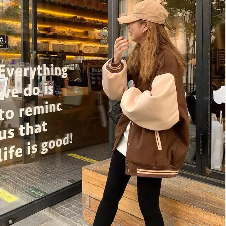 BROWNIE BASEBAL JACKET WANITA OVERSIZE - SWEATER JAKET WANITA BASEBAL KOREAN STYLE Baju Bandung 3