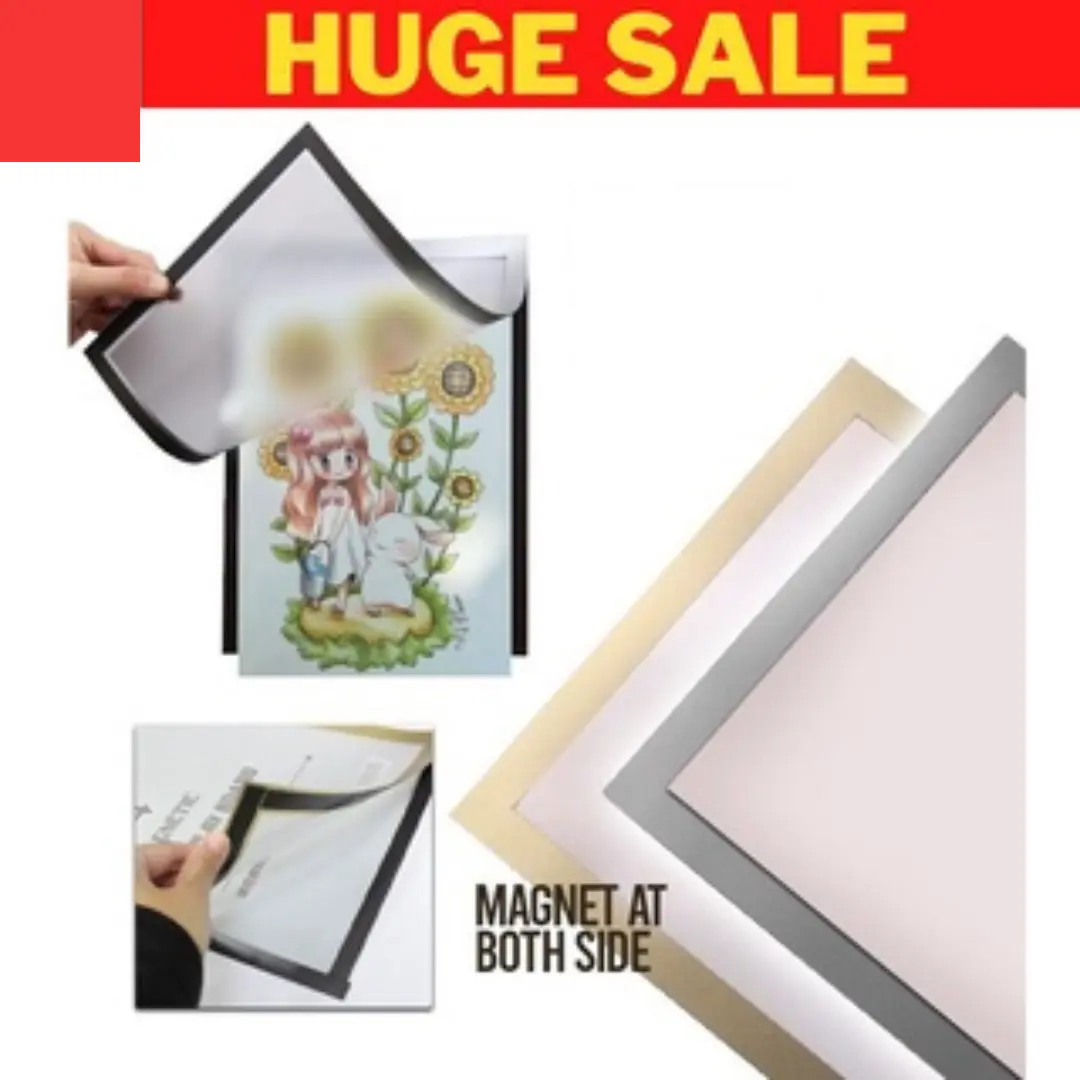 READYSTOCK A4 Magnetic Display Board Wall Stick Frame Photo Certificate Office Adhesive Wall Frame