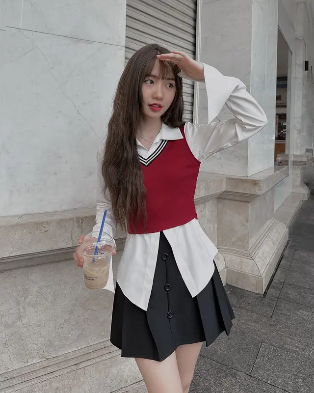 (GL02) DALLA Áo gile ba lỗ croptop màu trắng - đen - đỏ 7