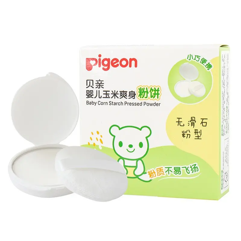 Bei. Pro P. Igeon Baby Corn Talcum Powder Cake Built-in Powder Puff Peach Leaf Essence Refreshing Lotion Talcum Powder