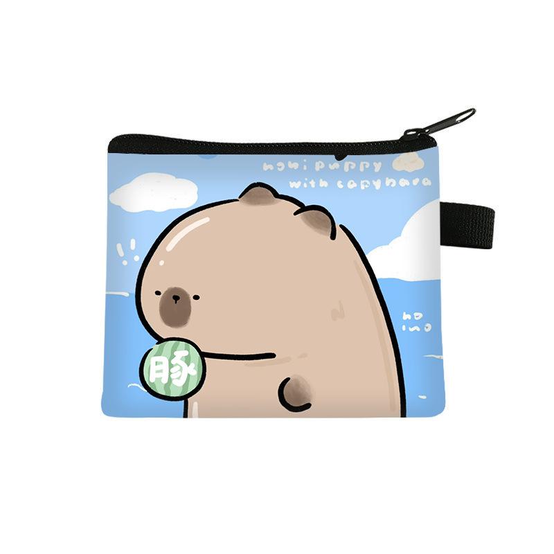 2024 Capibala coin purse, children's student printed polyester card bag, simple and fashionable headphone bag, storage bag 3