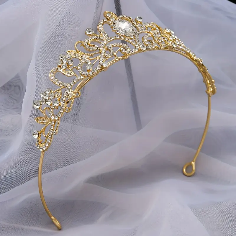 1pc Zircon Crystal Rhinestone Crown - Sparkling, Elegant Design - For Men & Women - Perfect for Weddings & Special Occasions - Ideal Gift for Brides, Grooms & Promgoers 2