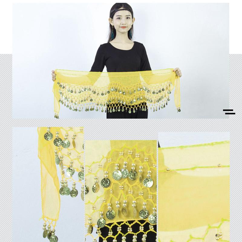 Product Introduction of Belly Dance Sequins Chiffon Skirt Costumes Shiny Tassel Waist Chain Scarf Skirt Costume For Yoga Belly Dancing 29