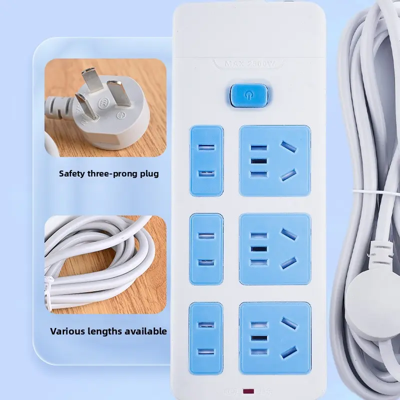 Multi-Port Wired Switch Socket with Multiple Plugs – Universal ...
