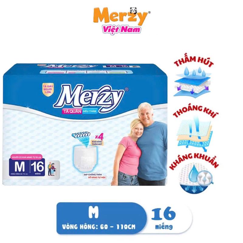   Sỉ 5 bịch  Bỉm quần Merzy M16 L14 XL12  sỉ 5 gói  siêu thấm siêu rẻ người già Nữ Women 