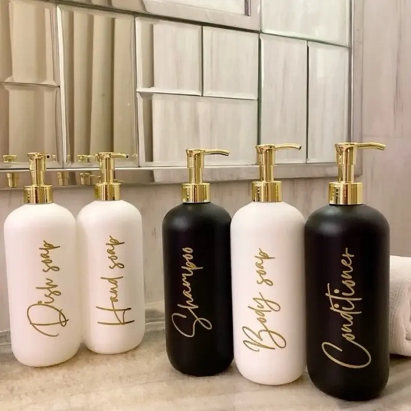 BOTOL TEMPAT SABUN CAIR SHAMPOO PUMP DISPENSER SABUN SHAMPO AESTHETIC 500ML GOLD LUXURY CUTTING STIKER REFILL 1