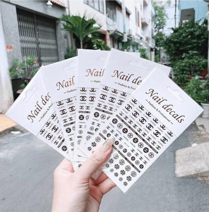 Sticker Dán Nail 3D Dạng Decal Dán Chống Nước Hoạ Tiết Thương Hiệu