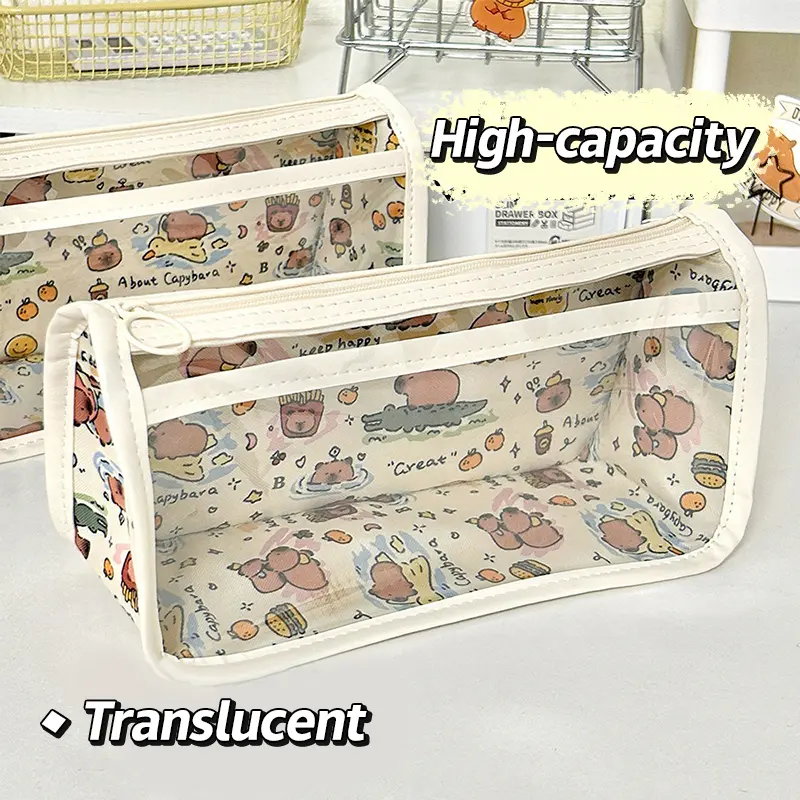 Hộp Đựng Bút Chì Hello Kitty, Kawaii Và Trong Suốt, Sanrio Pochacco, Túi Đựng Bút, Dung Tích Lớn, Túi Đựng Mỹ Phẩm Chuột Lang Nước, Túi Sắp Xếp Văn Phòng Phẩm 2