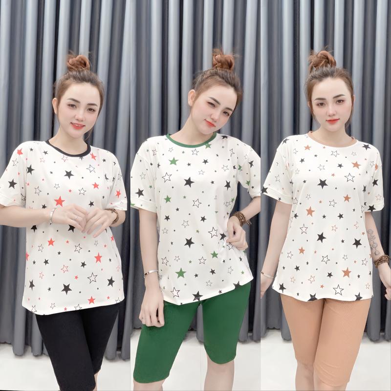 SET ĐỒ LỬNG MẶC NHÀ QUẦN THUN GÂN, ÁO THUN COTTON, SỰ KẾT HỢP HOÀN HÀO DÀNH CHO TẤT CẢ CÁC CHỊ EM DIỆN MỖI NGÀY Nữ Women Top