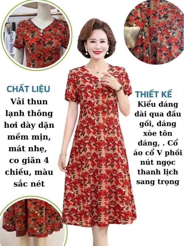 Product Introduction of Đầm trung niên AD1040, váy trung niên cho mẹ dự tiệc cao cấp chất vải  thun lạnh 3D đẹp nhẹ, mịn mát co giãn 4 chiều 20