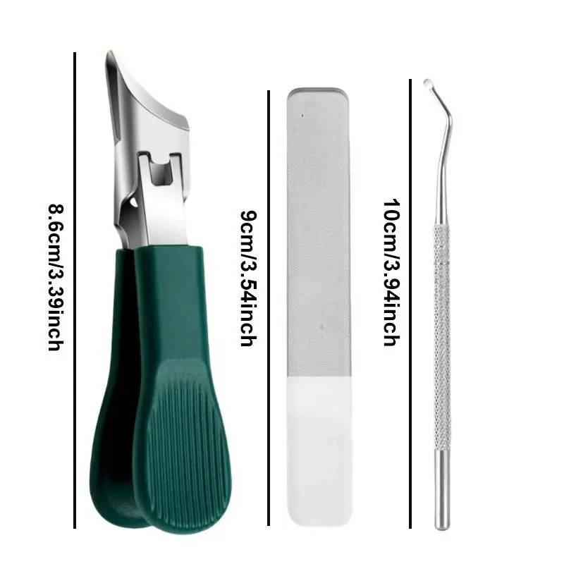 Stainless Steel Nail Clipper Set, 3 Counts/set Multifunctional Large Opening Anti-splash Nail Clipper, Professional Manicure Clipper for Home & Salon Use 1