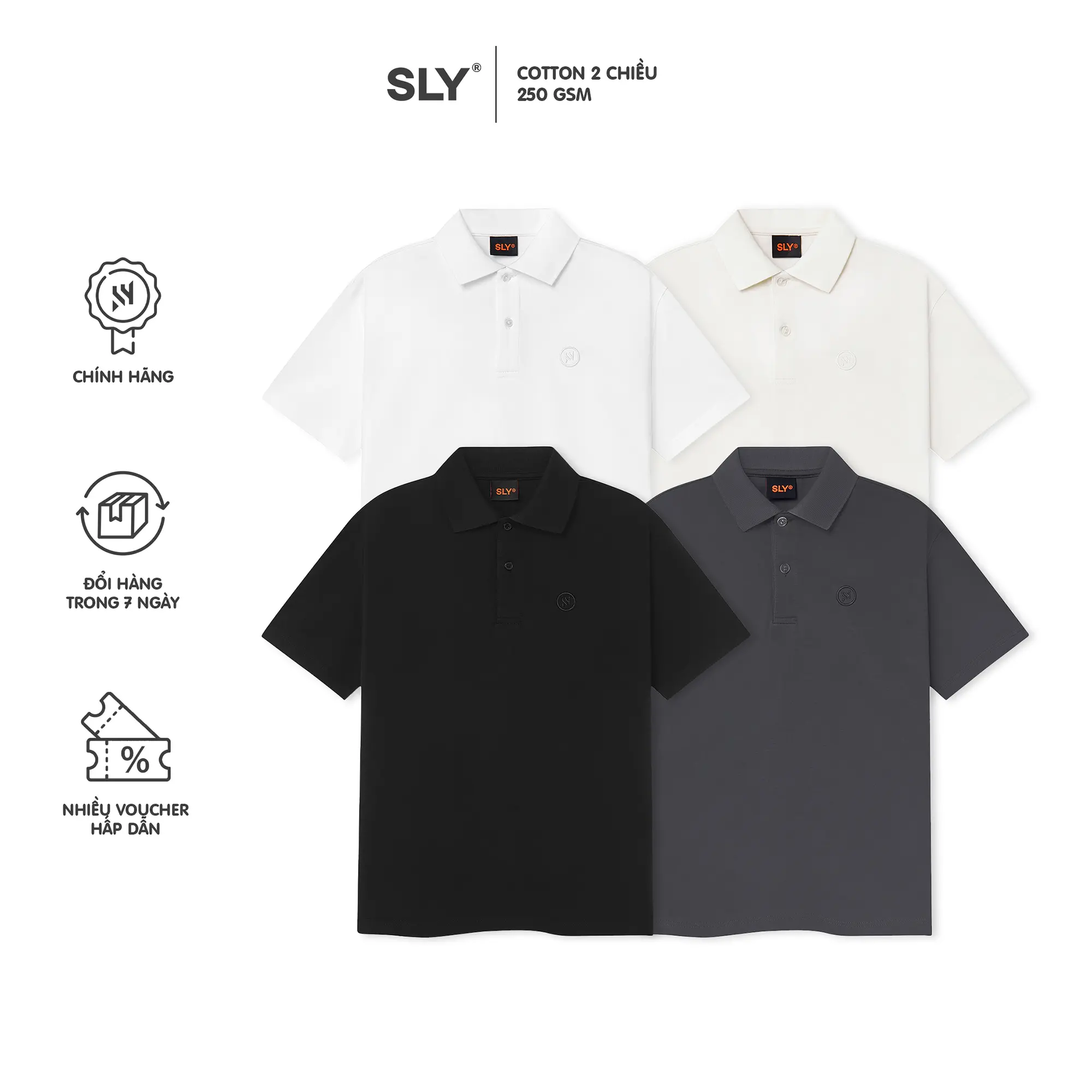 Áo polo cotton 2 chiều SLY Mini Logo 4 màu Nam Menswear