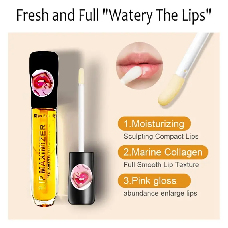 Long Lasting Lip Plumper Oil, 2 Counts/set Moisturizing Lip Plumper, Glossy Lip Glaze Stick, Plumping Lip Oil Lip Stick for Girls & Women 2