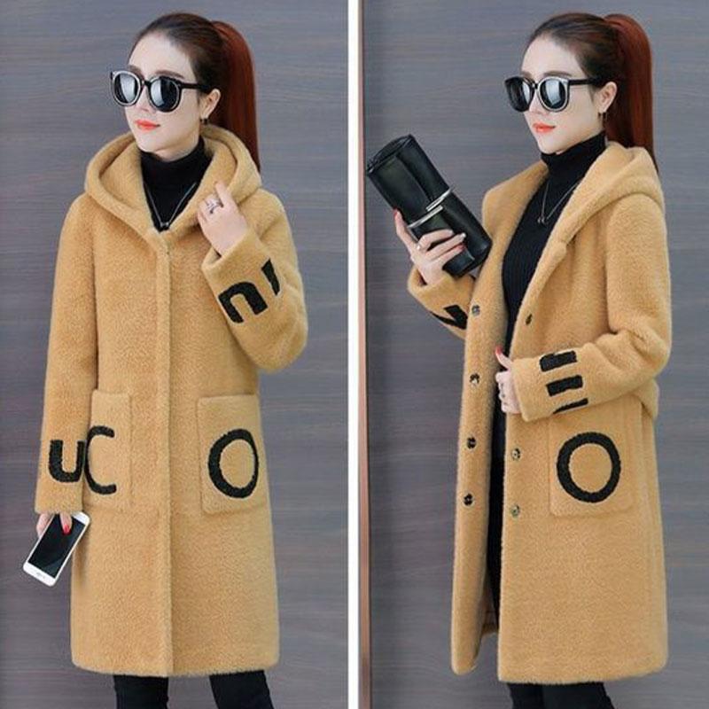 Áo Hoodie Dài Tay Phong Cách Hàn Quốc, Cho Mùa Thu / Đông Của Mẹ, Áo Khoác Lông Cừu Giả, Cỡ Trung Bình Đến Dài, Áo Cardigan In Hình Thời Trang, Áo Khoác Lớn 1