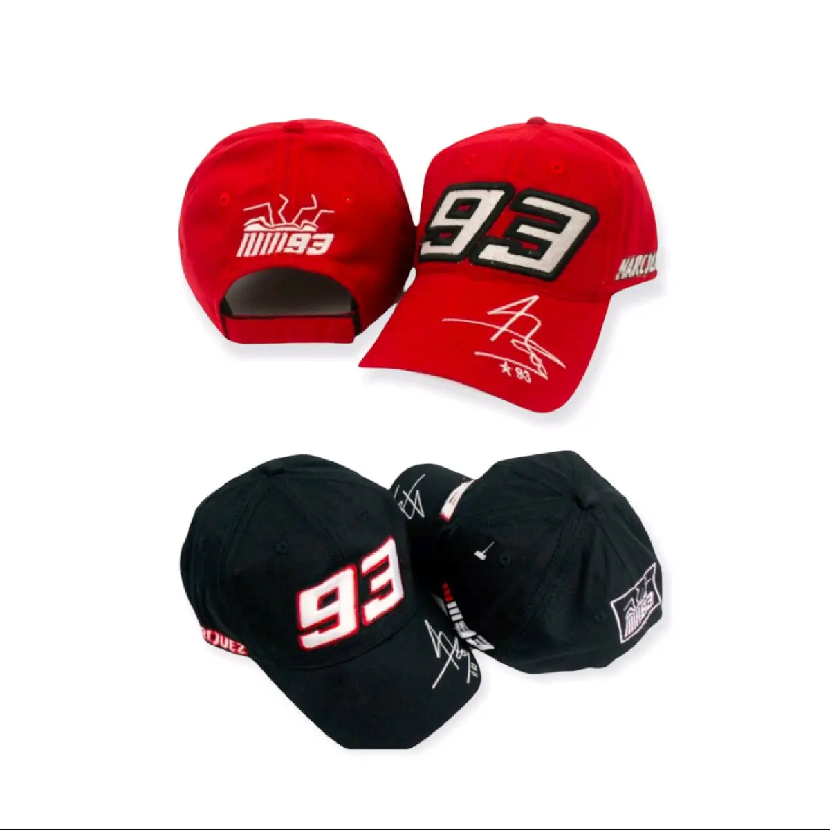 Topi Bisbol Juara Pria Marc Marquez Racing Denim Tebal - Kulit, Model Bisbol Balap dengan Gambar Bordiran Timbul cuci dengan air dingin khaki/krem
