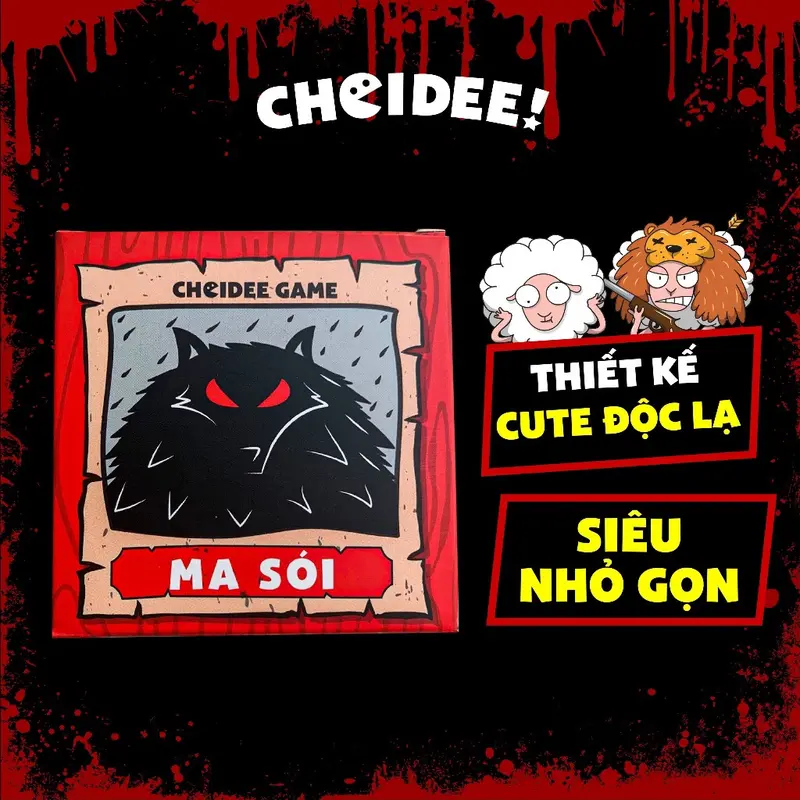 Bộ bài Ma Sói Choidee chơi nhóm 7 - 15 người, phiên bản cute độc đáo, nhỏ gọn tiện lợi 15 lá 0