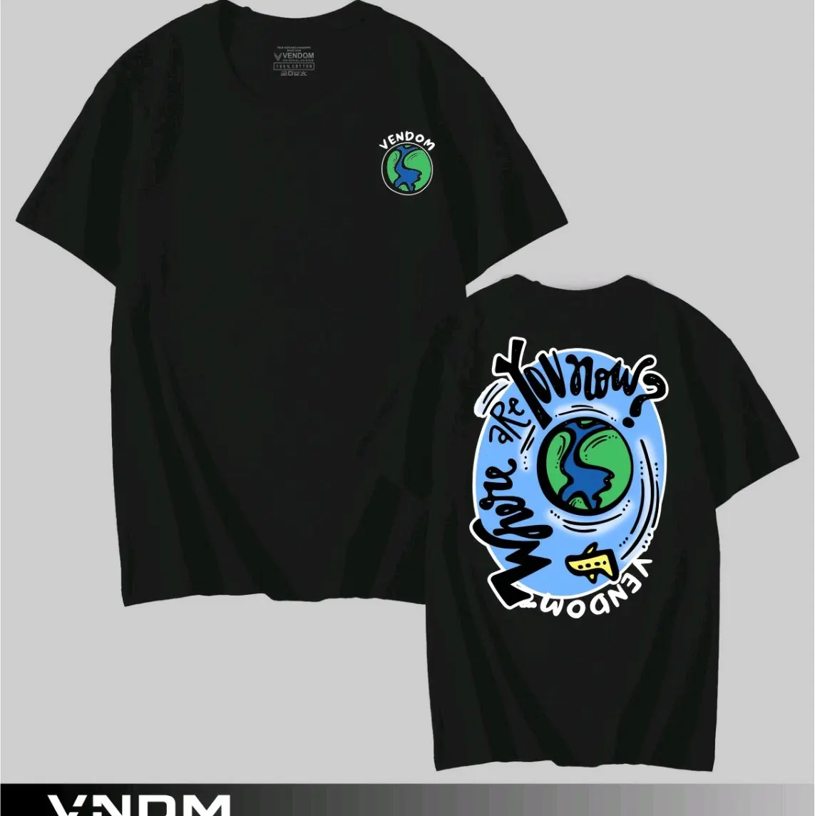 t shirt  distro Katun Santai Crew Neck Hitam