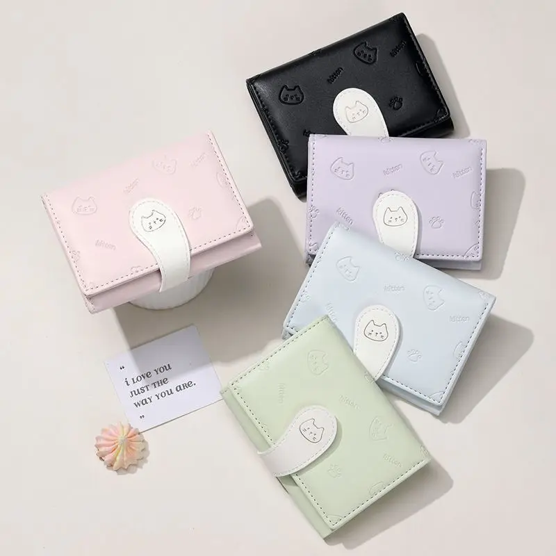 Ví Hello Kitty, Thiết Kế Mèo KT Dễ Thương, Có Thể Gập Lại, ví đựng tiền Xu Ngắn, Phong Cách Hàn Quốc, Thích Hợp Cho Học Sinh, Cỡ Nhỏ, Thời Trang Hoạt Hình, ví đựng tiền Xu, Ví 3