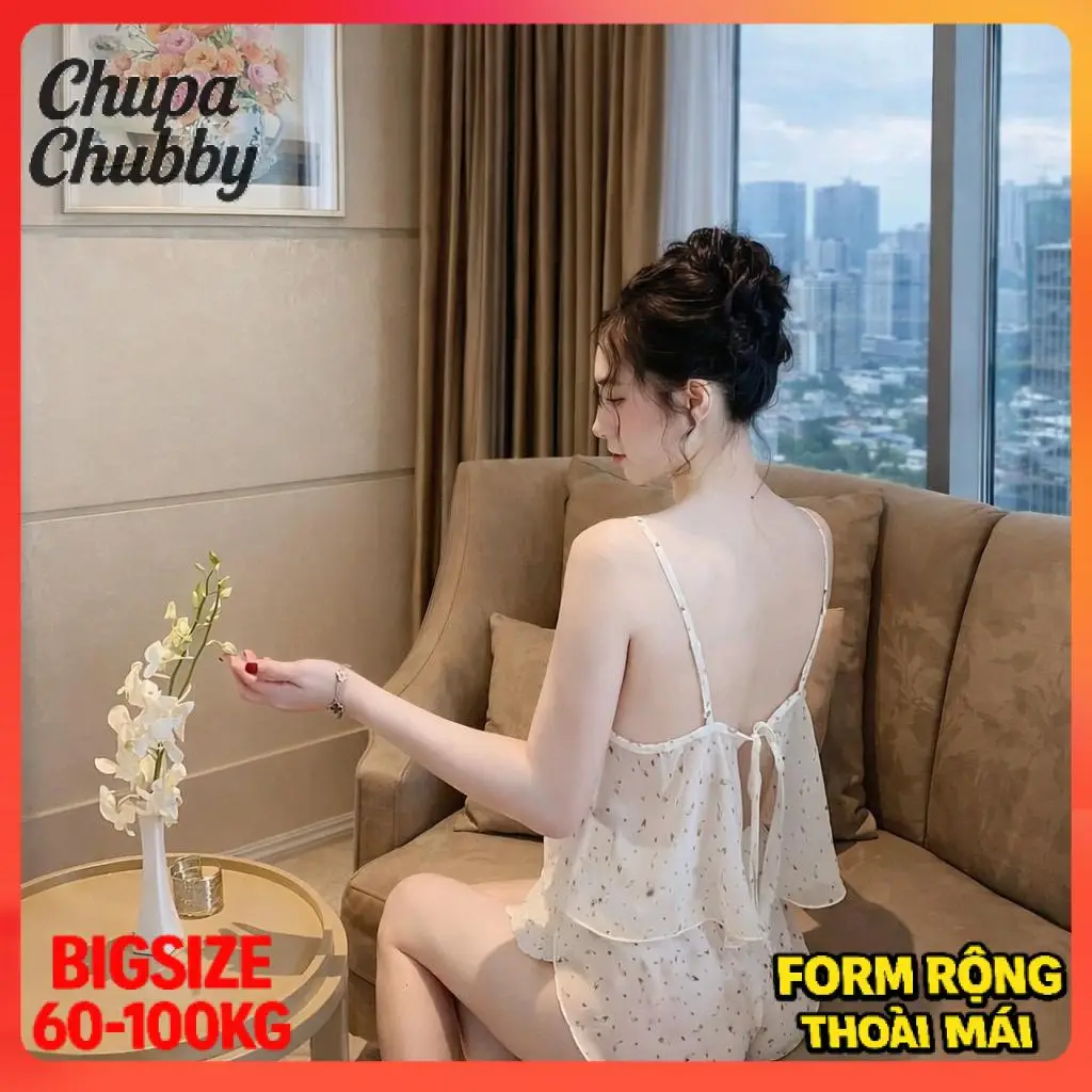 [BIGSIZE 55-95kg][XUYÊN THẤU] Bộ Ngủ Bigsize Voan Cổ Đổ Xuyên Thấu - Quyến Rũ Tinh Tế & Tôn Dáng - Màu mới liên tục - Áo 2 lớp mặt trước