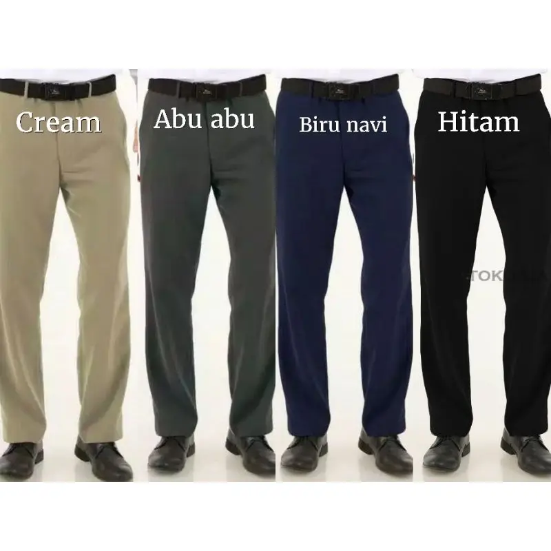 CELANA PANJANG PRIA dewasa BAHAN TEFLON MODEL REGULER FIT Cream Hitam Formal  Kain Kerja Polos Kantor Kantong Dalam Nyaman celana Standar non Slimfit dinas laki 6