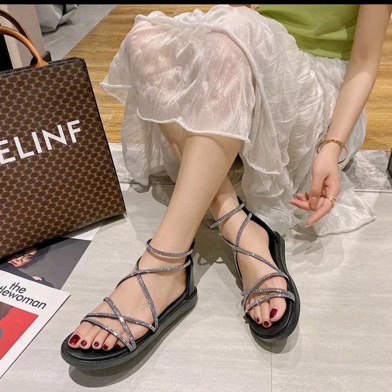 Sandal soàn đan chéo hậu cao cổ khoá kéo bigsize 35 đến 43 DéP Nữ 0
