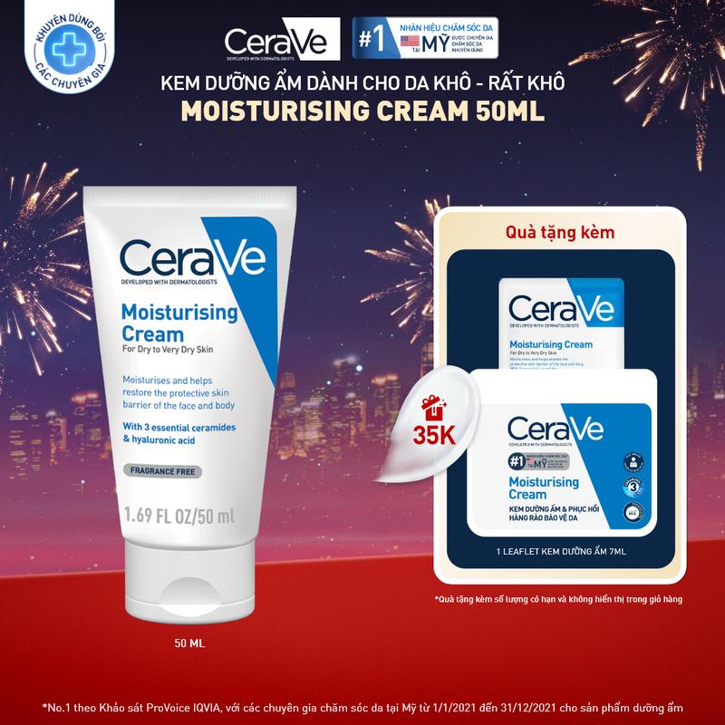 [Flashsale] Kem dưỡng ẩm dành cho da khô Cerave Moisturizing Cream 50ML, giúp phục hồi chuyên sâu, giữ da ẩm mịn, không gây bí da. DÙNG ĐƯỢC CHO DA MẶT VÀ CƠ THỂ_ Chăm sóc da_Kem & Sữa dưỡng thể