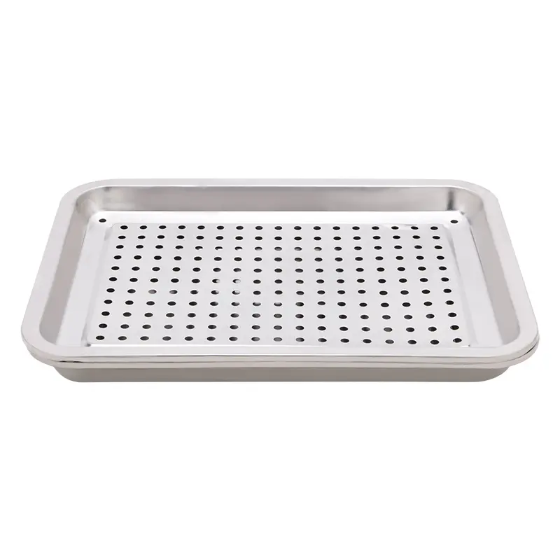 Khay trà inox sáng đẹp, gồm một khay lọc và 1 khay đế 4