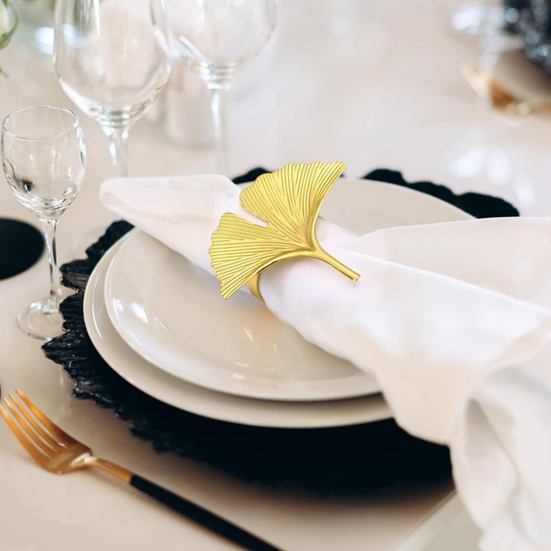 6pcs Ginkgo Biloba Napkin Ring Buckle Can Be Used for Wedding Banquet Mother'S Day Table Decoration. 4
