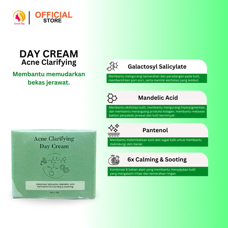 PUDAK SARI SKINCARE DAY CREAM ACNE CLARIFYING MEMBANTU MEMUDARKAN BEKAS JERAWAT 2