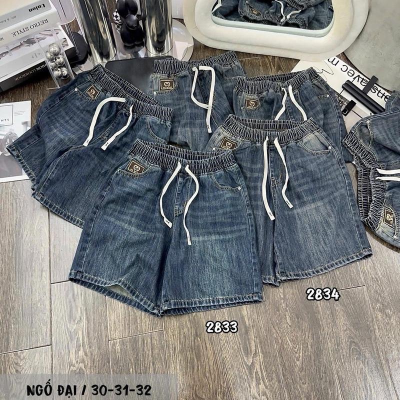 [| N025|]- Quần jean ngố nữ dáng chữ A Không co giãn , lưng thun Mã 2834-2833 Women Tim