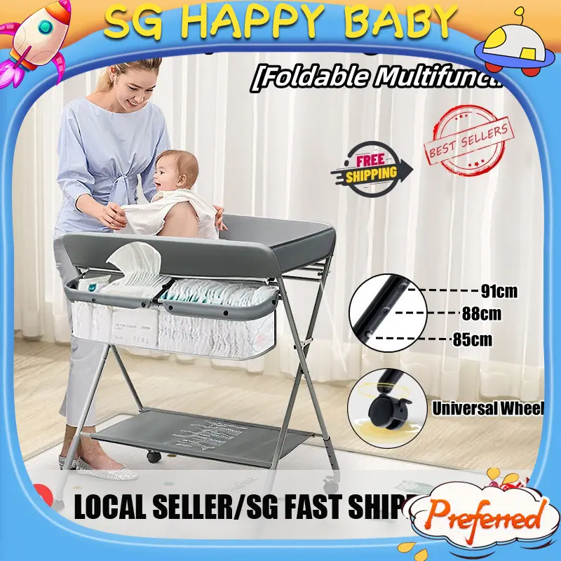 【SG Happy Baby】【diaper changing table】 Baby Diapers Changing Table Foldable Newborn Multifunctional 0-3 Years Old Care Diaper Nursing Table H2DC