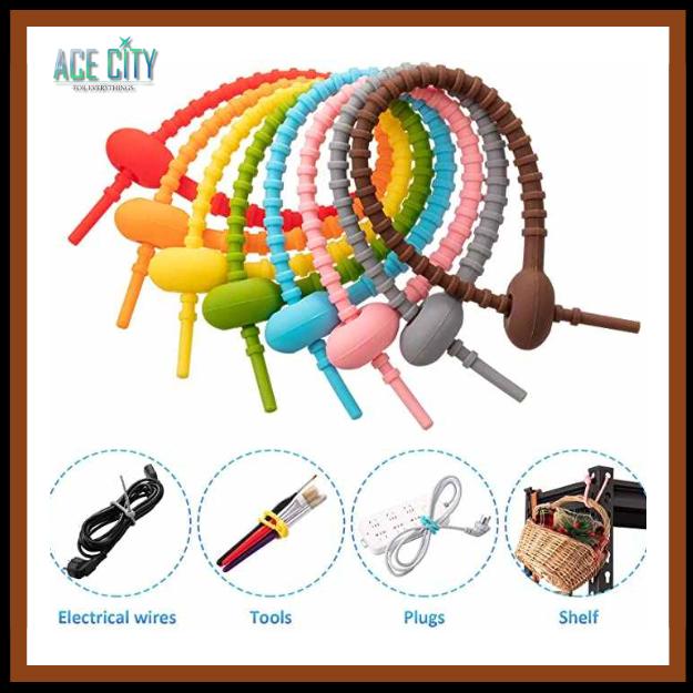 Kabel Ties Warna / Tali Karet Silikon / Pengikat Kabel Multifungsi Ukuran 17cm&21cm 4