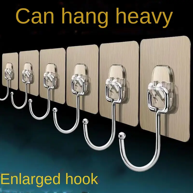 Adhesive Hook, Stainless Steel Super Strong Adhesion, No Drilling Required, No Trace Adhesive for Kitchen Walls, Bathroom, Behind Doors, Hanging Clothes Adhesive Hook Organiser Hangable Hangers