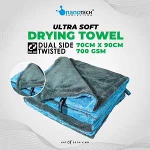 700 GSM | 90cm X 70cm | DUAL SIDE TWISTED DRYING TOWEL - nanoTECH PROTECTION - HANDUK LAP PENGERING MOBIL MOTOR Air Car Kendaraan
