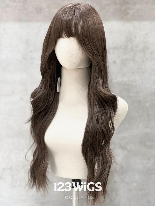 123WIGS - Tóc giả nguyên đầu hush cut xoăn mái thưa dài ngang lưng S1006 5