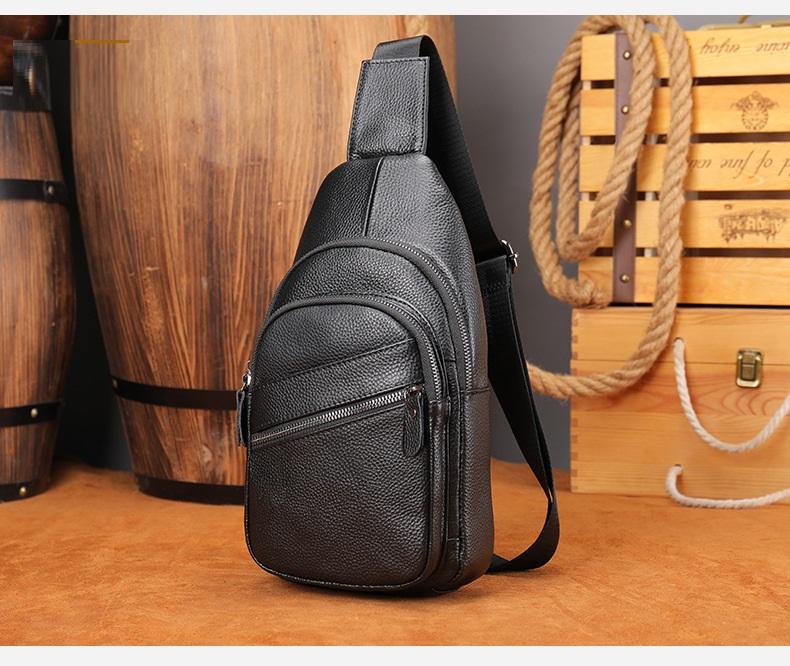 [Liinz] Túi Đeo Chéo Nam Da Bò - L1808 Màu Đen