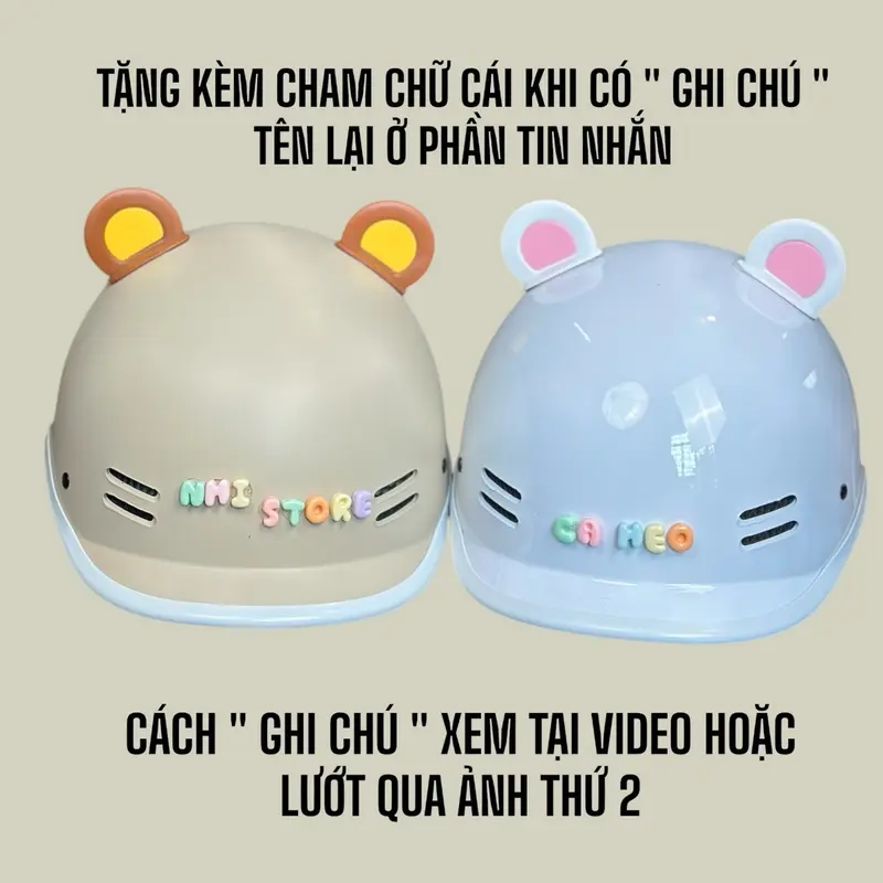 ( NÓN BẢO HIỂM ĐẠT CHUẨN ) MŨ BẢO HIỂM DÁNG CÁ HEO CHÍNH HÃNG ( HÀNG ĐẠT CHUẨN ĐI XE MÁY ) - TẶNG CHAM CHỮ + TAI - Helmet Phụ Kiện Đội đầu 3