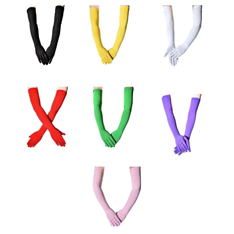 Product Introduction of 1920s Long Gloves Breathable Christmas Mardi Gras Dress Women Gloves Solid Color Elastic Wedding Party Bride Gloves 45