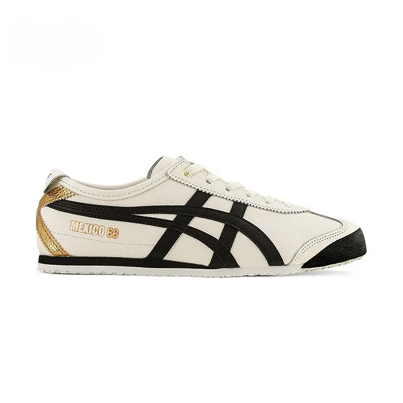 tiger shoes classic retro MEXICO 66 fashionable men's and women's leather sports shoes comfortable soft casual shoes milky white
