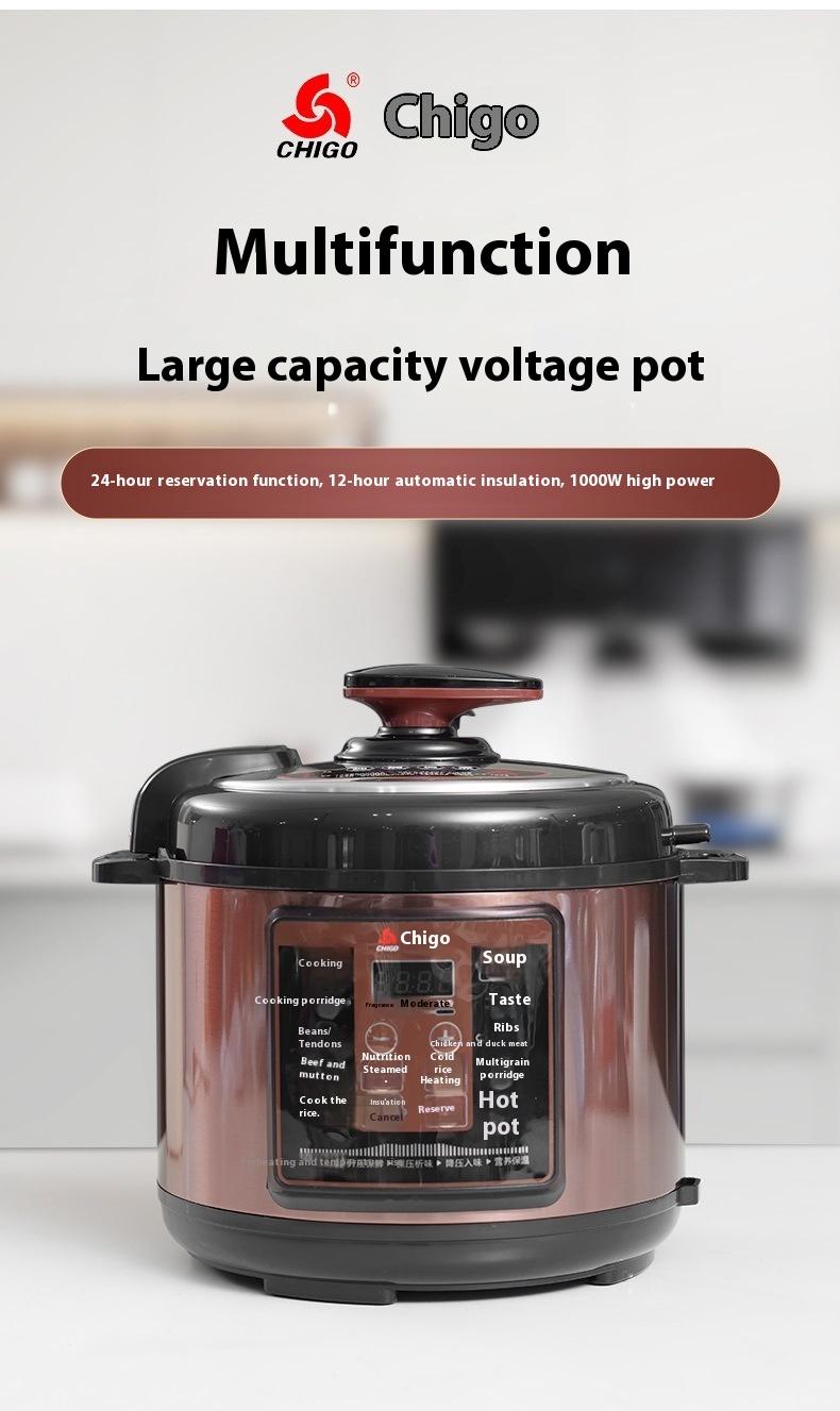 Product Introduction of Chigo Electric Pressure Cooker 5L Multi-Function Large Capacity Pressure Cooker Household Rice Cooker Non-Stick Inner Pot Electric Pressure Cooker 0